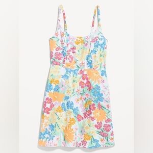 Old Navy Fit & Flare Cami Mini Dress in Pink/Orange Floral SZ Large